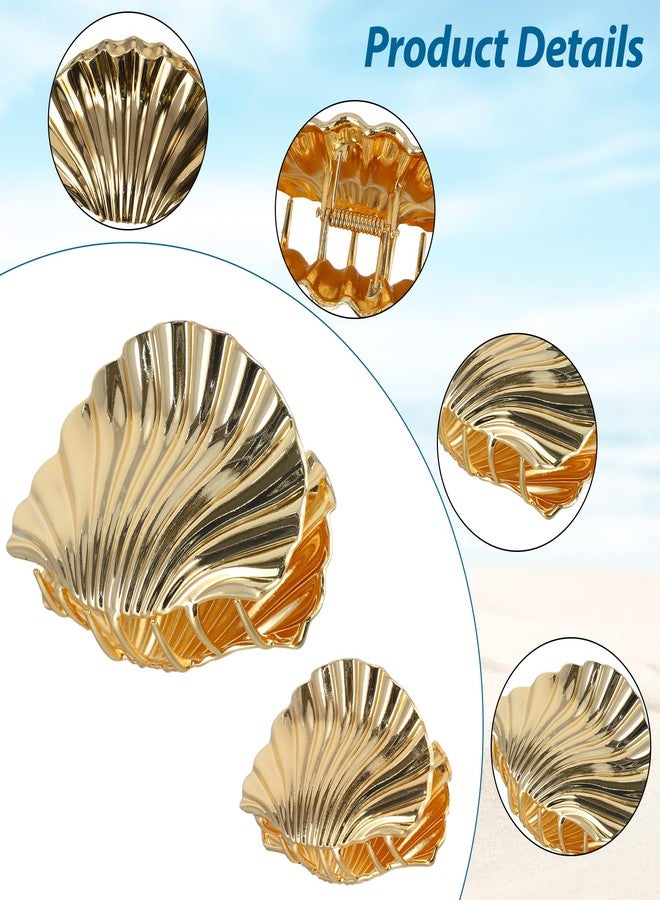 PKRFCJ 2 Pcs Shell Claw Clip, Gold Shell Hair Clip Fashionable and Cute Suitable for Most Hair Styles Suitable Gifts for Girls (3.74 Inches and 2.16 Inches) - Image 4